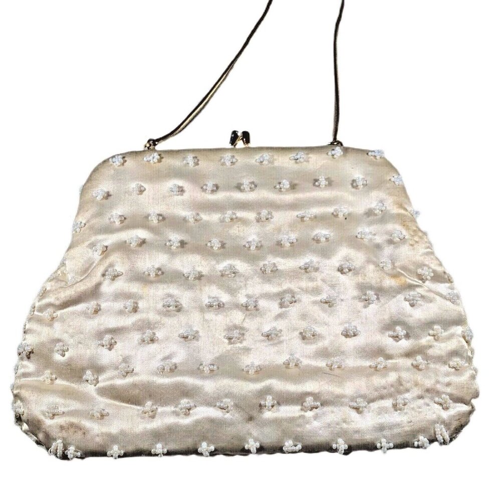 Vtg Bon Soir Beaded Evening Bag Purse Handmade Hong Kong Italian Beads - Picture 2 of 12